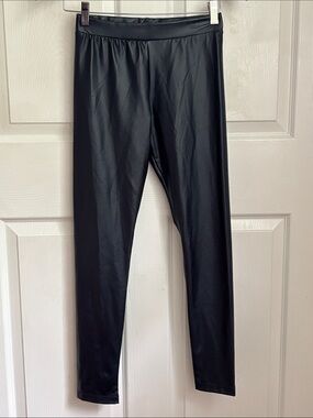 Caledonia Navy Blue Faux Leather Leggings Size Small moto activewear stretch